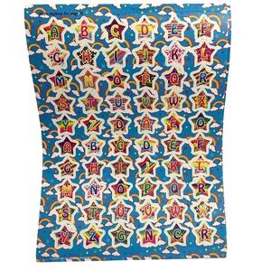 Vtg Lisa Frank Star Alphabet Letters ABC's Rainbow Psychedelic Sticker‎